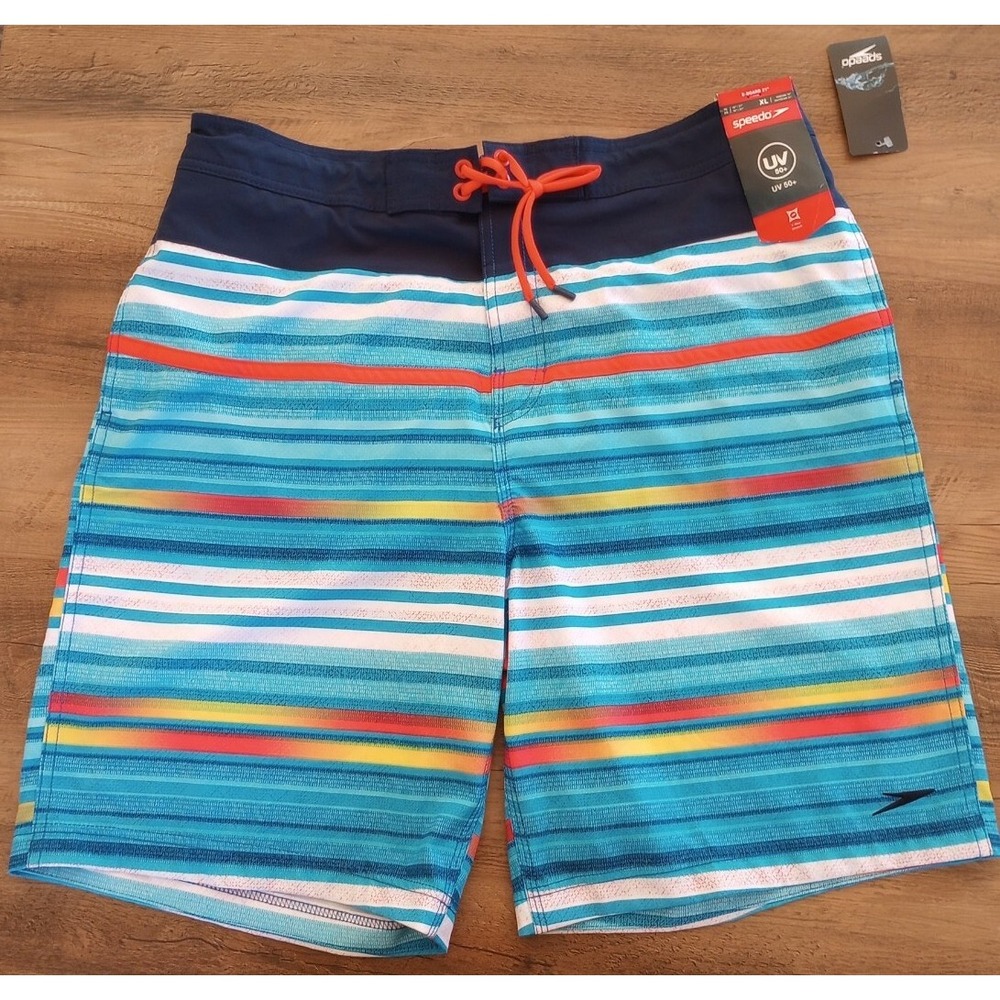 Speedo Men's E-Board UV 50+ Swim Shorts XLarge Navy/Blue NWT